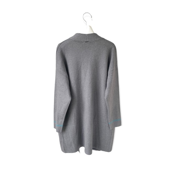 🌸New🌸 Sioni Open Front Long Sweater Top Size Large Gray Floral NWT - Picture 3 of 13